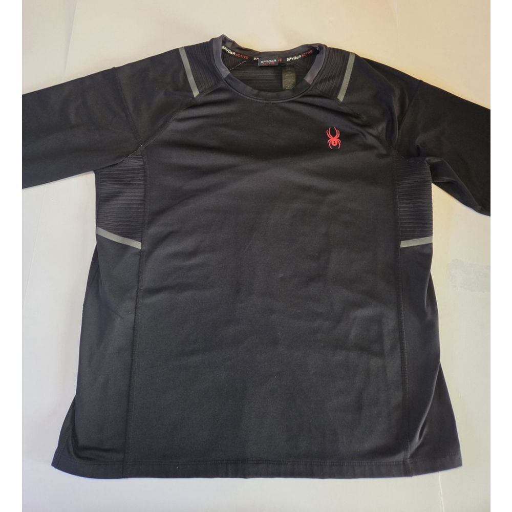 Spyder Active Shirt Mens M Black Pullover Long Sleeve Crew Neck Athletic Logo